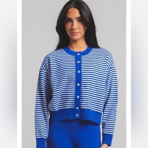 acta wear daily cardigan cobalt blue stripes M/L
